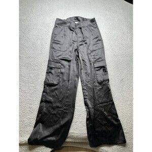Satin look cargo pants by The Drop size small wide leg black new with tags